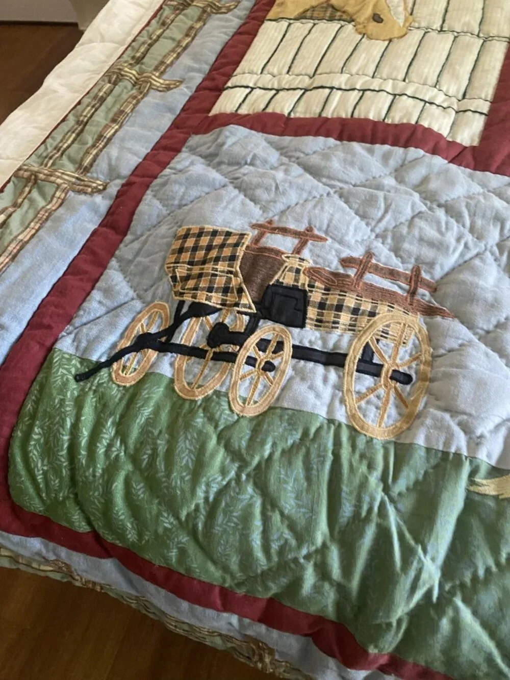 Patch Magic Quilt Twin Horses Western Scene Cotton Applique Country Bedding